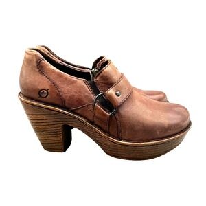 Born Shoes Women's 8 Dollie Casual Side Zip Heeled Platform Clogs D14406 Brown